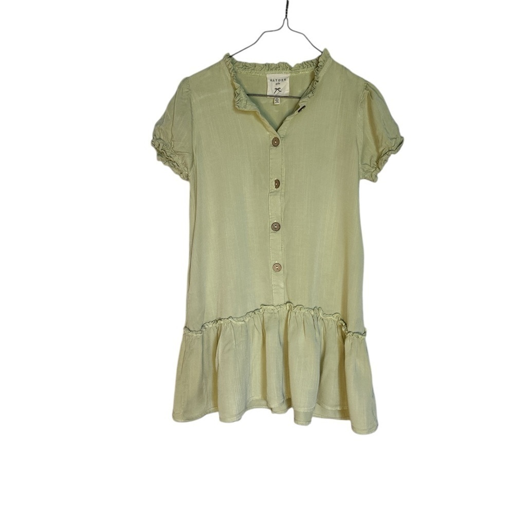 Hayden Green Peplum Sundress with Puff Sleeves
